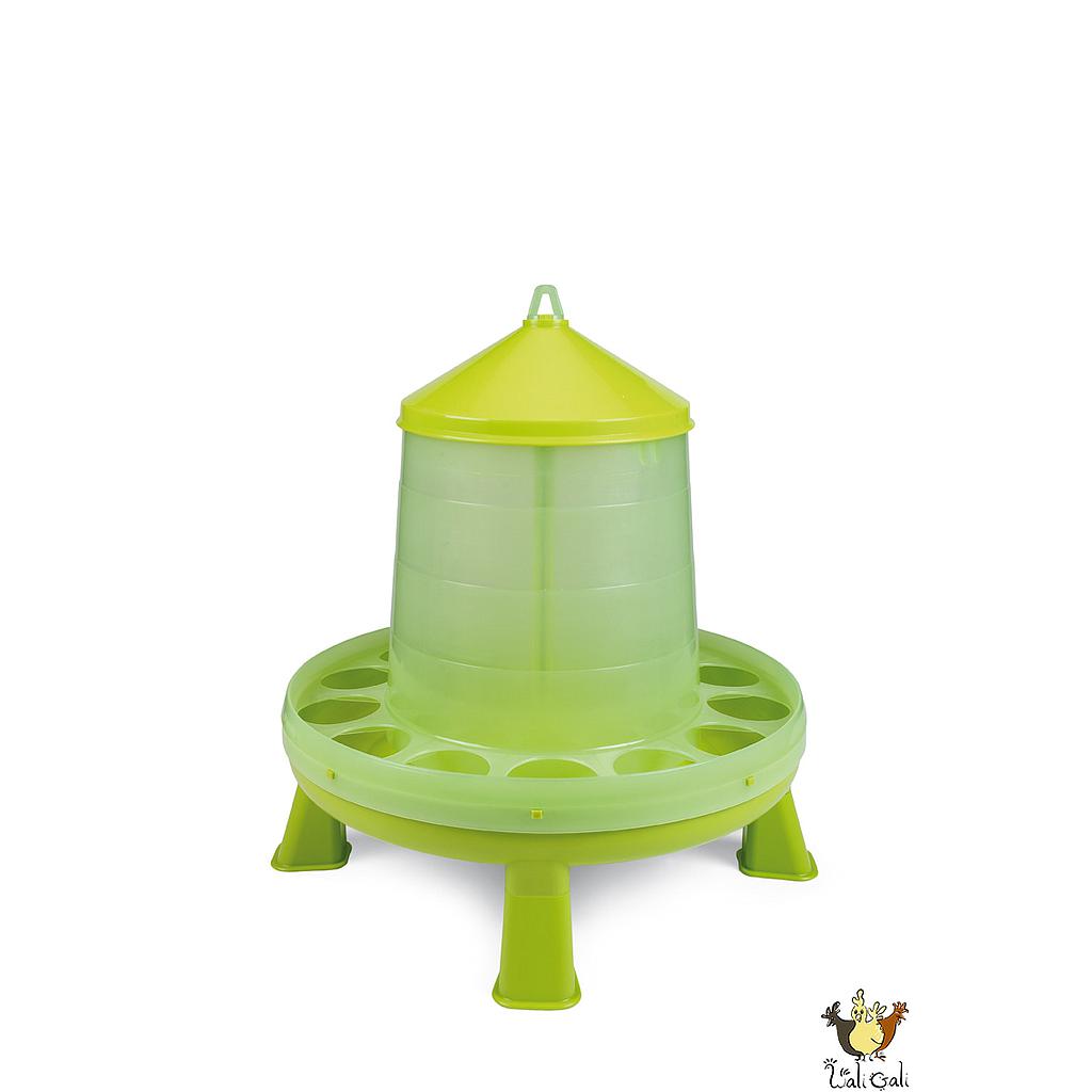 Trémie Plastique Volaille 12 Kg. Avec Pieds (Vert)